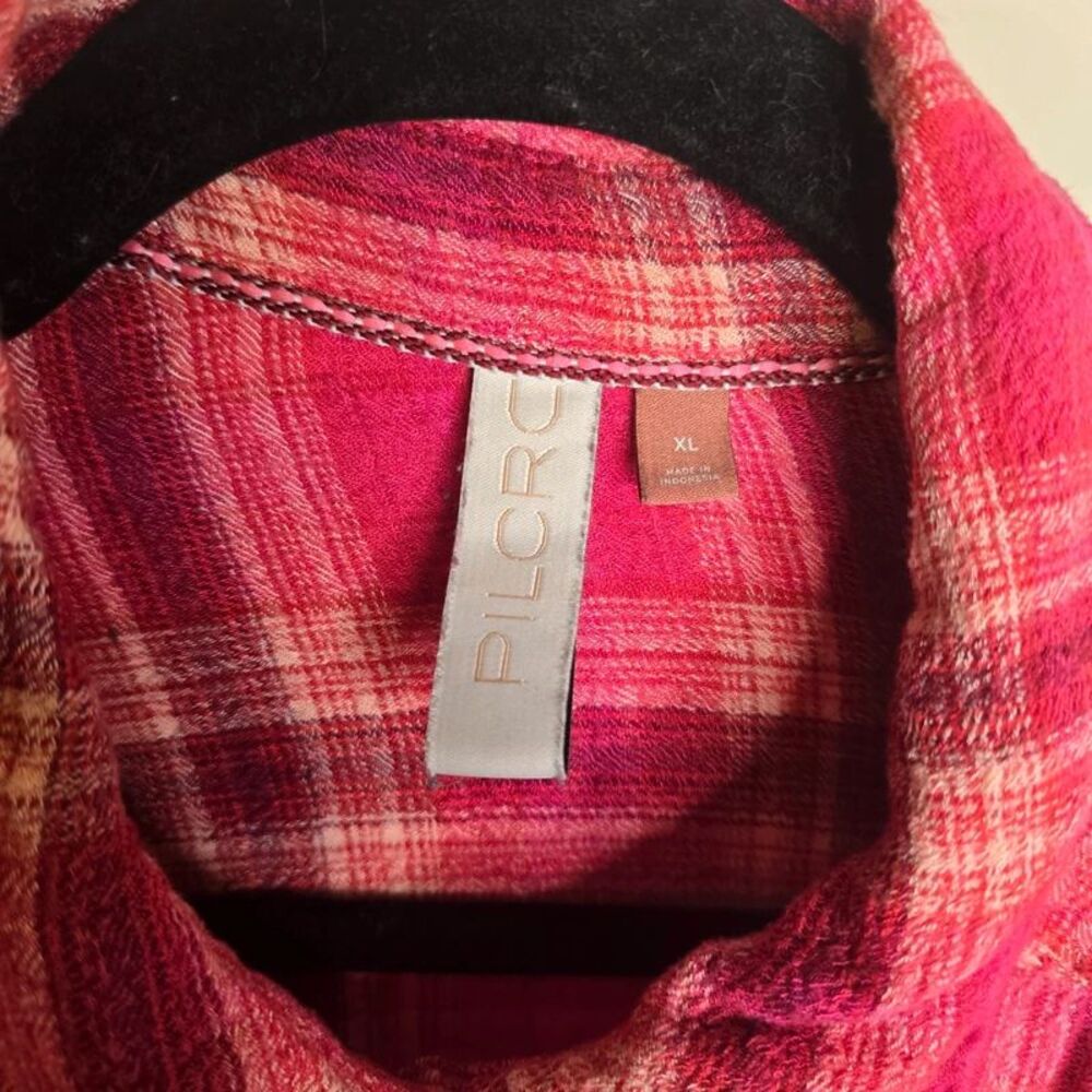 Pilcro Anthropologie Pink Plaid Button-Down Shirt Size XL - Picture 3 of 8